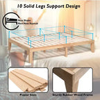 Costway Letto matrimoniale 14 pollici in legno con doghe, piattaforma e supporto in espresso naturale