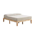 Costway Letto matrimoniale 14 pollici in legno con doghe, piattaforma e supporto in espresso naturale