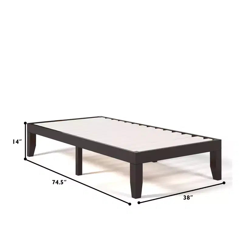 Costway Struttura Letto Matrimoniale 14'' in Legno Piattaforma Materasso Doghe in Legno Supporto EspressoNaturale