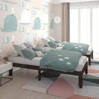 Costway Struttura Letto Matrimoniale 14'' in Legno Piattaforma Materasso Doghe in Legno Supporto EspressoNaturale