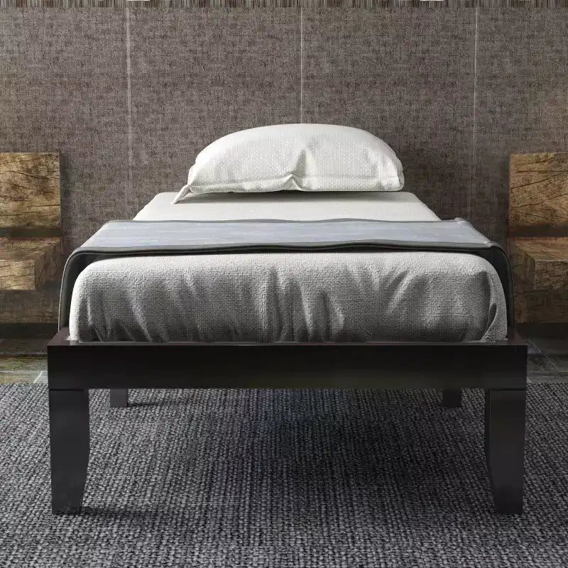 Costway Struttura Letto Matrimoniale 14'' in Legno Piattaforma Materasso Doghe in Legno Supporto EspressoNaturale
