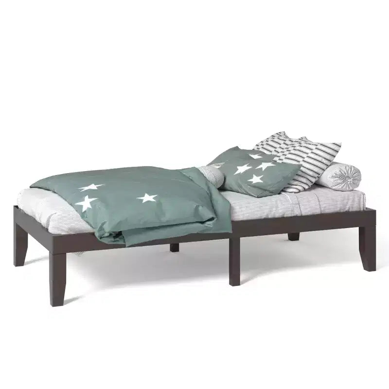 Costway Struttura Letto Matrimoniale 14'' in Legno Piattaforma Materasso Doghe in Legno Supporto EspressoNaturale