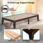 Costway Struttura Letto Matrimoniale 14'' in Legno Piattaforma Materasso Doghe in Legno Supporto EspressoNaturale