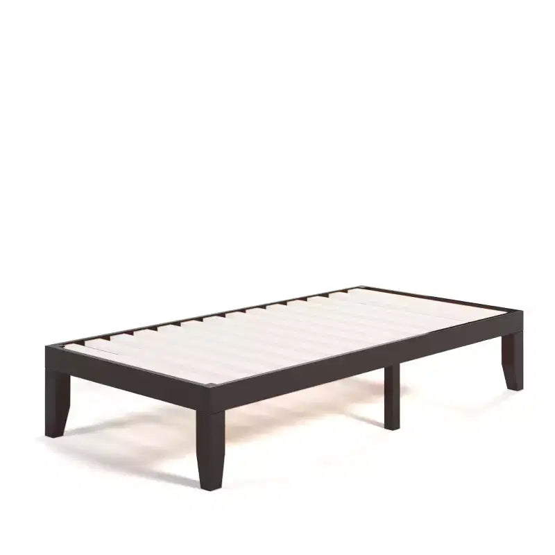 Costway Struttura Letto Matrimoniale 14'' in Legno Piattaforma Materasso Doghe in Legno Supporto EspressoNaturale