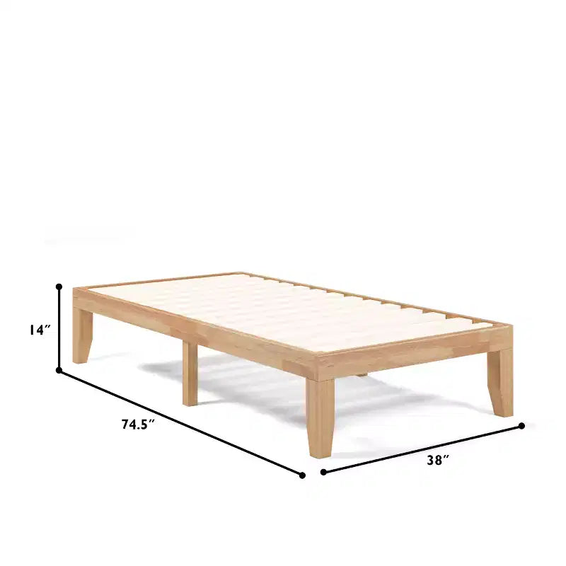Costway Struttura Letto Matrimoniale 14'' in Legno Piattaforma Materasso Doghe in Legno Supporto EspressoNaturale