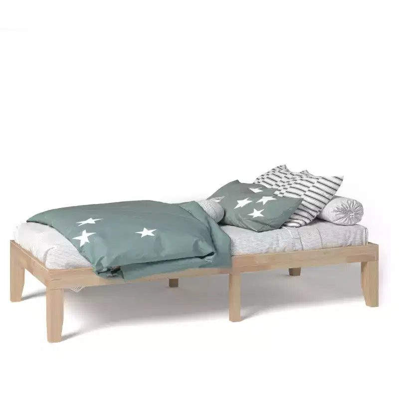 Costway Struttura Letto Matrimoniale 14'' in Legno Piattaforma Materasso Doghe in Legno Supporto EspressoNaturale