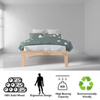 Costway Struttura Letto Matrimoniale 14'' in Legno Piattaforma Materasso Doghe in Legno Supporto EspressoNaturale