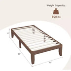 Costway Struttura Letto Matrimoniale 14'' in Legno Piattaforma Materasso Doghe in Legno Supporto EspressoNaturale