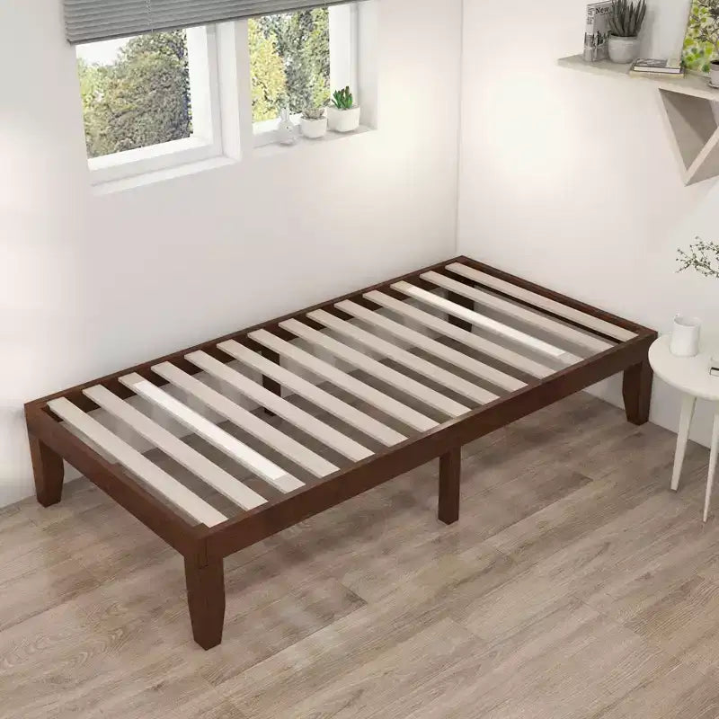 Costway Struttura Letto Matrimoniale 14'' in Legno Piattaforma Materasso Doghe in Legno Supporto EspressoNaturale