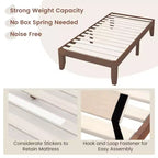 Costway Struttura Letto Matrimoniale 14'' in Legno Piattaforma Materasso Doghe in Legno Supporto EspressoNaturale
