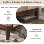 Costway Struttura Letto Matrimoniale 14'' in Legno Piattaforma Materasso Doghe in Legno Supporto EspressoNaturale
