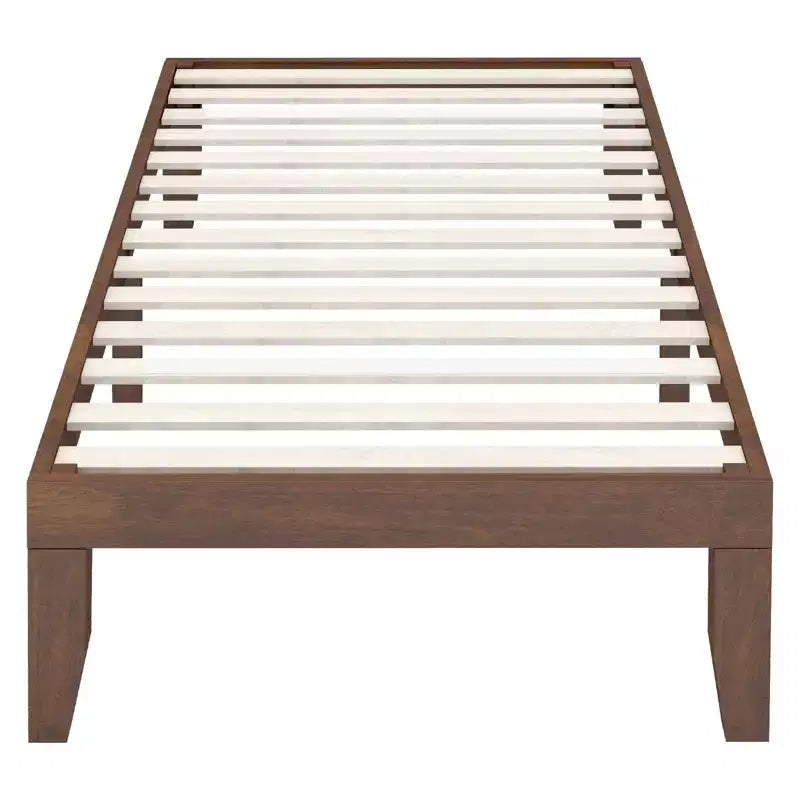 Costway Struttura Letto Matrimoniale 14'' in Legno Piattaforma Materasso Doghe in Legno Supporto EspressoNaturale