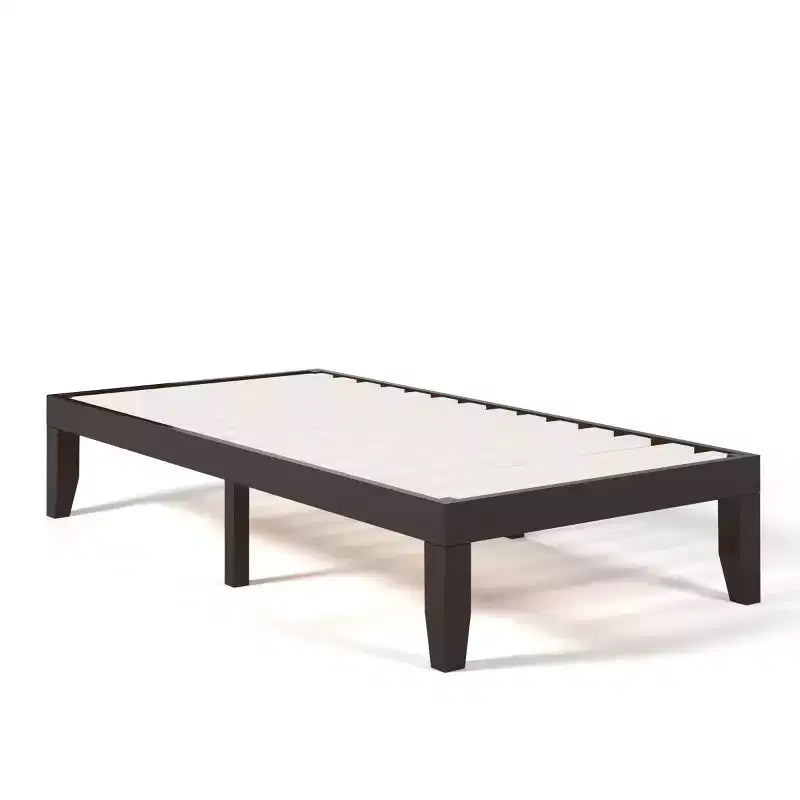 Costway Struttura Letto Matrimoniale 14'' in Legno Piattaforma Materasso Doghe in Legno Supporto EspressoNaturale