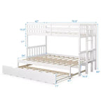Costway Letto a Castello a Scomparsa Twin Over Twin con Scaletta in Legno e Rotelle Bianco\Espresso