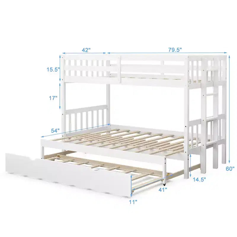 Costway Letto a Castello a Scomparsa Twin Over Twin con Scaletta in Legno e Rotelle Bianco\Espresso