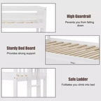 Costway Letto a Castello a Scomparsa Twin Over Twin con Scaletta in Legno e Rotelle Bianco\Espresso