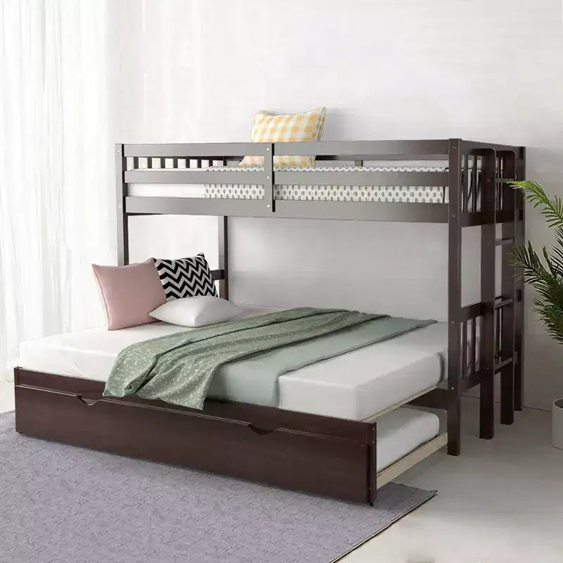 Costway Letto a Castello a Scomparsa Twin Over Twin con Scaletta in Legno e Rotelle Bianco\Espresso
