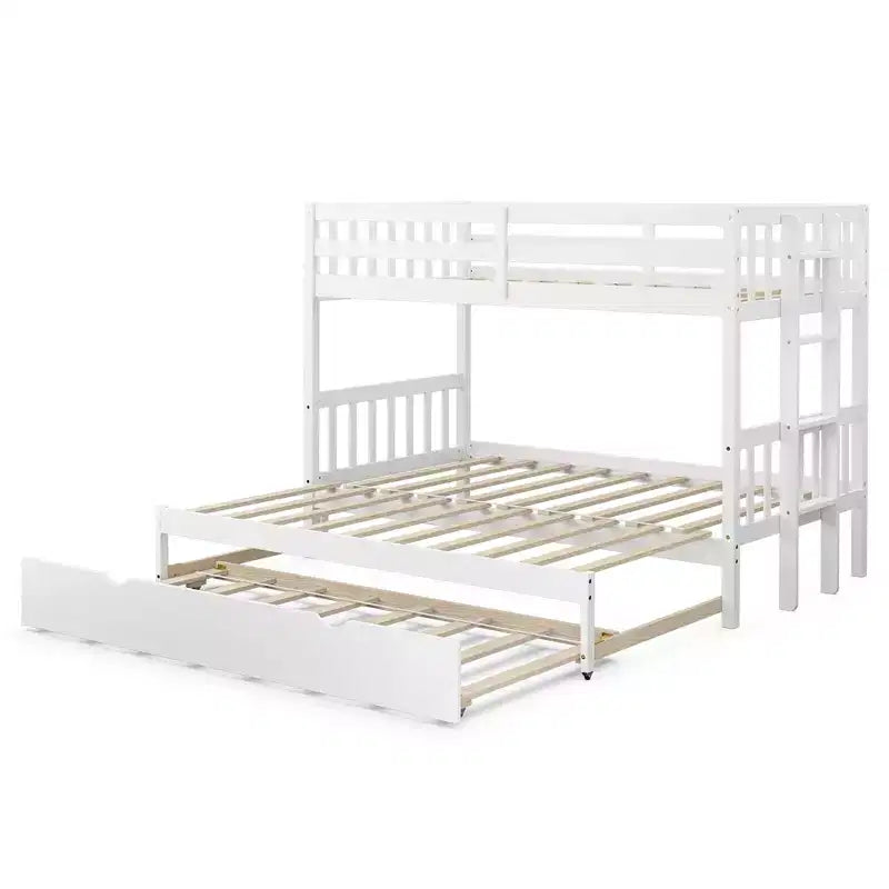 Costway Letto a Castello a Scomparsa Twin Over Twin con Scaletta in Legno e Rotelle Bianco\Espresso