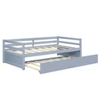 Costway Letto a Giorno con Rete Estraibile, Struttura in Legno e Doghe per Materasso, Grigio/Espresso/Bianco