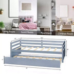 Costway Letto a Giorno con Rete Estraibile, Struttura in Legno e Doghe per Materasso, Grigio/Espresso/Bianco