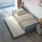 Costway Letto a Giorno con Rete Estraibile, Struttura in Legno e Doghe per Materasso, Grigio/Espresso/Bianco