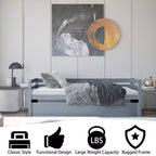 Costway Letto a Giorno con Rete Estraibile, Struttura in Legno e Doghe per Materasso, Grigio/Espresso/Bianco