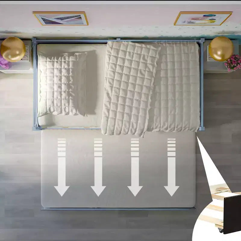 Costway Letto a Giorno con Rete Estraibile, Struttura in Legno e Doghe per Materasso, Grigio/Espresso/Bianco