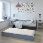 Costway Letto a Giorno con Rete Estraibile, Struttura in Legno e Doghe per Materasso, Grigio/Espresso/Bianco