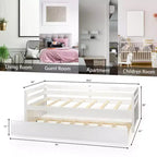 Costway Letto a Giorno con Rete Estraibile, Struttura in Legno e Doghe per Materasso, Grigio/Espresso/Bianco