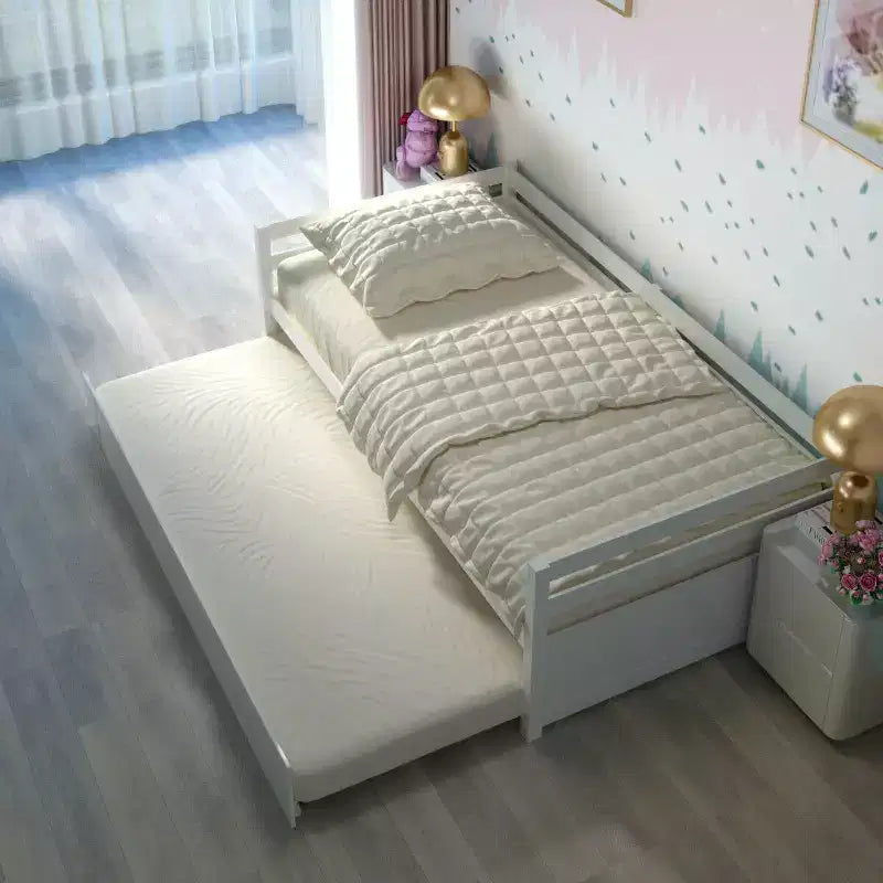 Costway Letto a Giorno con Rete Estraibile, Struttura in Legno e Doghe per Materasso, Grigio/Espresso/Bianco