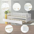 Costway Letto a Giorno con Rete Estraibile, Struttura in Legno e Doghe per Materasso, Grigio/Espresso/Bianco