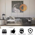 Costway Letto a Giorno con Rete Estraibile, Struttura in Legno e Doghe per Materasso, Grigio/Espresso/Bianco