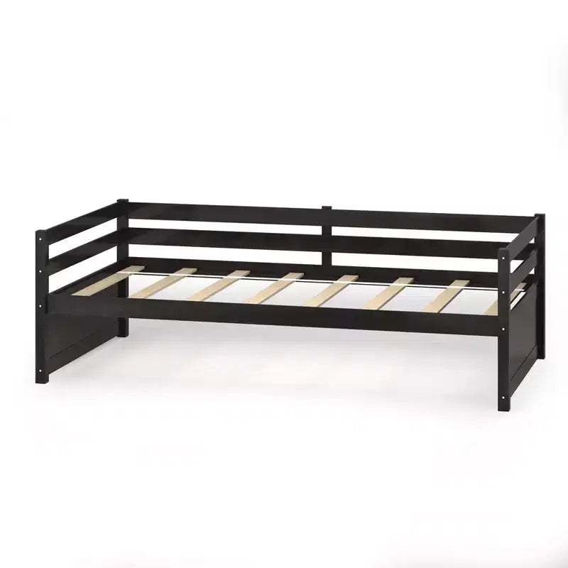Costway Letto a Giorno con Rete Estraibile, Struttura in Legno e Doghe per Materasso, Grigio/Espresso/Bianco