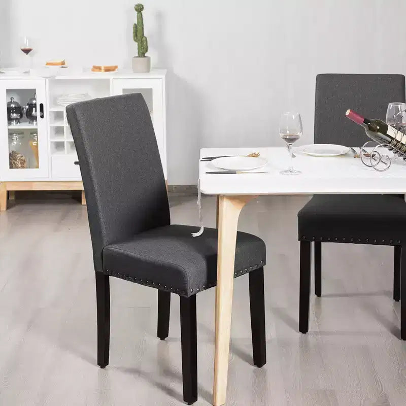 Costway Set di 2 Sedie da Pranzo in Tessuto Rivestite con Rifiniture a Borchie