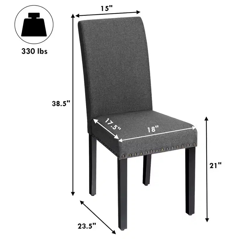 Costway Set di 2 Sedie da Pranzo in Tessuto Rivestite con Rifiniture a Borchie