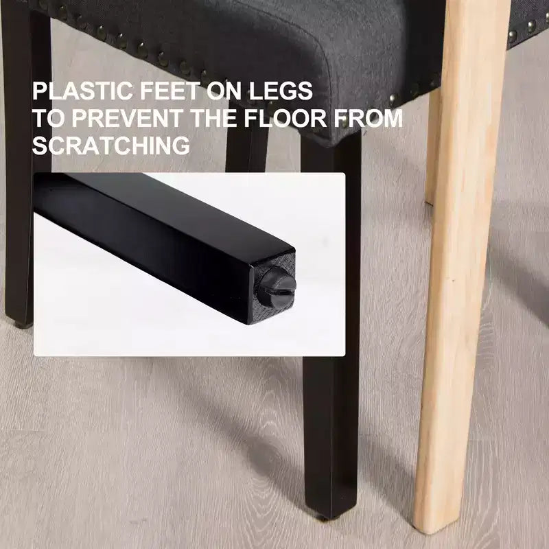 Costway Set di 2 Sedie da Pranzo in Tessuto Rivestite con Rifiniture a Borchie
