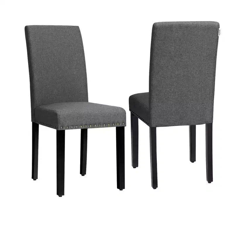 Costway Set di 2 Sedie da Pranzo in Tessuto Rivestite con Rifiniture a Borchie