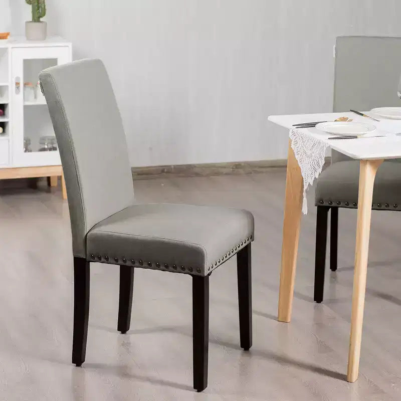 Costway Set di 2 Sedie da Pranzo in Tessuto Rivestite con Rifiniture a Borchie
