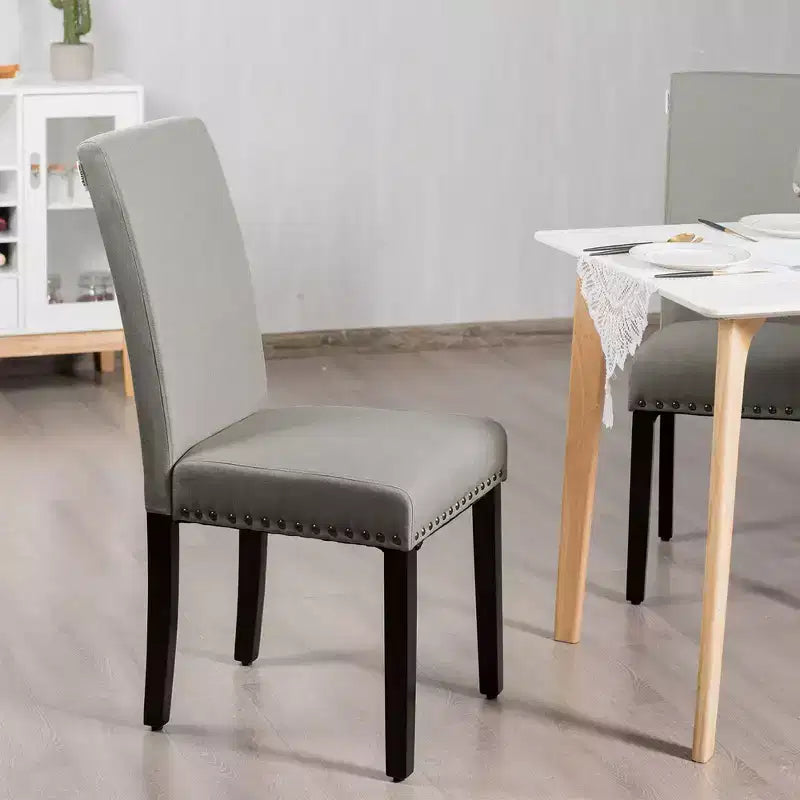 Costway Set di 2 Sedie da Pranzo in Tessuto Rivestite con Rifiniture a Borchie