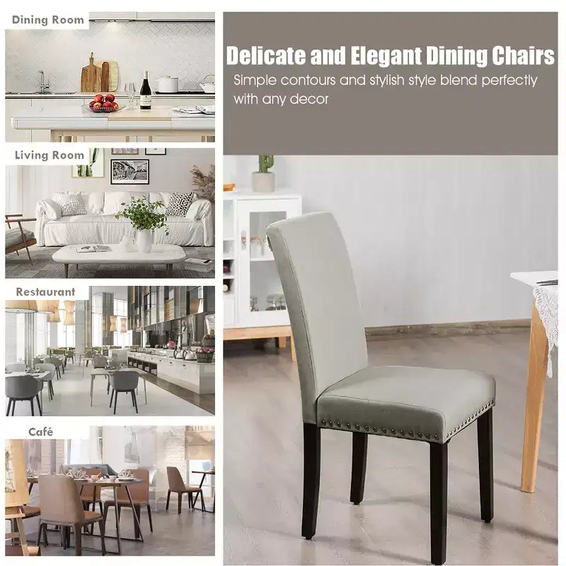 Costway Set di 2 Sedie da Pranzo in Tessuto Rivestite con Rifiniture a Borchie