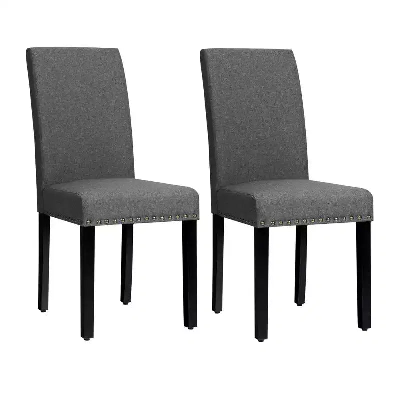 Costway Set di 2 Sedie da Pranzo in Tessuto Rivestite con Rifiniture a Borchie