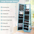 Costway Armadietto Portagioie Girevole a 360 Gradi 2-in-1, Organizzatore a Specchio con Serratura, Bianco/Nero/Marrone Scuro/Grigio/Blu/Rosa/Viola/Grigio Scuro