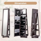 Costway Armadietto Portagioie Girevole a 360 Gradi 2-in-1, Organizzatore a Specchio con Serratura, Bianco/Nero/Marrone Scuro/Grigio/Blu/Rosa/Viola/Grigio Scuro