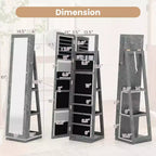Costway Armadietto Portagioie Girevole a 360 Gradi 2-in-1, Organizzatore a Specchio con Serratura, Bianco/Nero/Marrone Scuro/Grigio/Blu/Rosa/Viola/Grigio Scuro