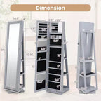Costway Armadietto Portagioie Girevole a 360 Gradi 2-in-1, Organizzatore a Specchio con Serratura, Bianco/Nero/Marrone Scuro/Grigio/Blu/Rosa/Viola/Grigio Scuro