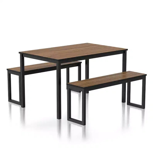 3pc Killucan Dining Table Set with 2 Benches - miBasics