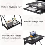 Tavolo per Laptop Costway da 27,5 Pollici Scrivania per Computer per Piccoli Spazi con Vassoio Estraibile per Tastiera