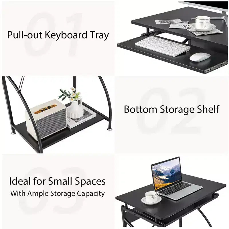 Tavolo per Laptop Costway da 27,5 Pollici Scrivania per Computer per Piccoli Spazi con Vassoio Estraibile per Tastiera