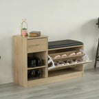 Panca scarpiera in legno Basicwise da ingresso con cuscino