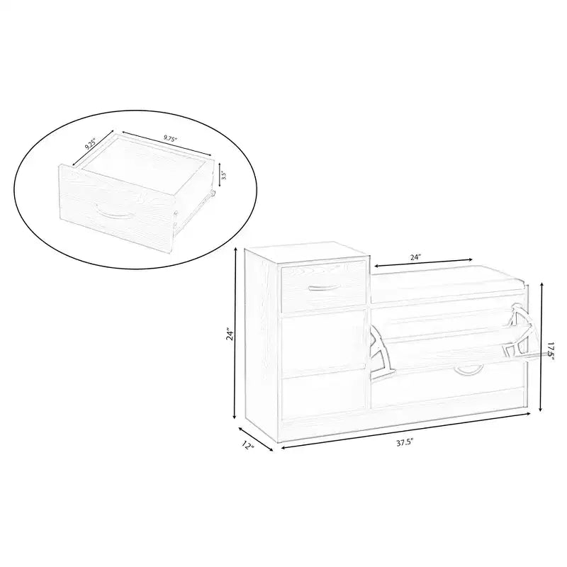 Panca scarpiera in legno Basicwise da ingresso con cuscino